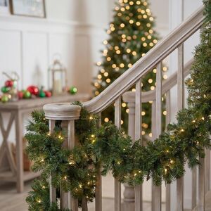 National Tree 9 Foot by 12 Inch Norwood Fir Garland with 100 Clear Lights